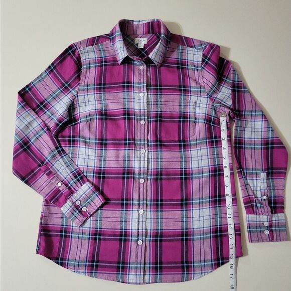 J. Crew Women's Pink Plaid Flannel Button-Down Cotton Shirt - Picture 8 of 16